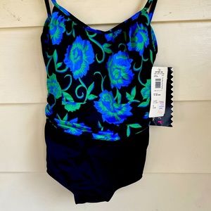 Vintage 80s Jantzen floral bathing suit size 8